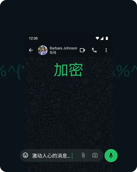 WhatsApp 应用截图，显示了消息已进行端到端加密